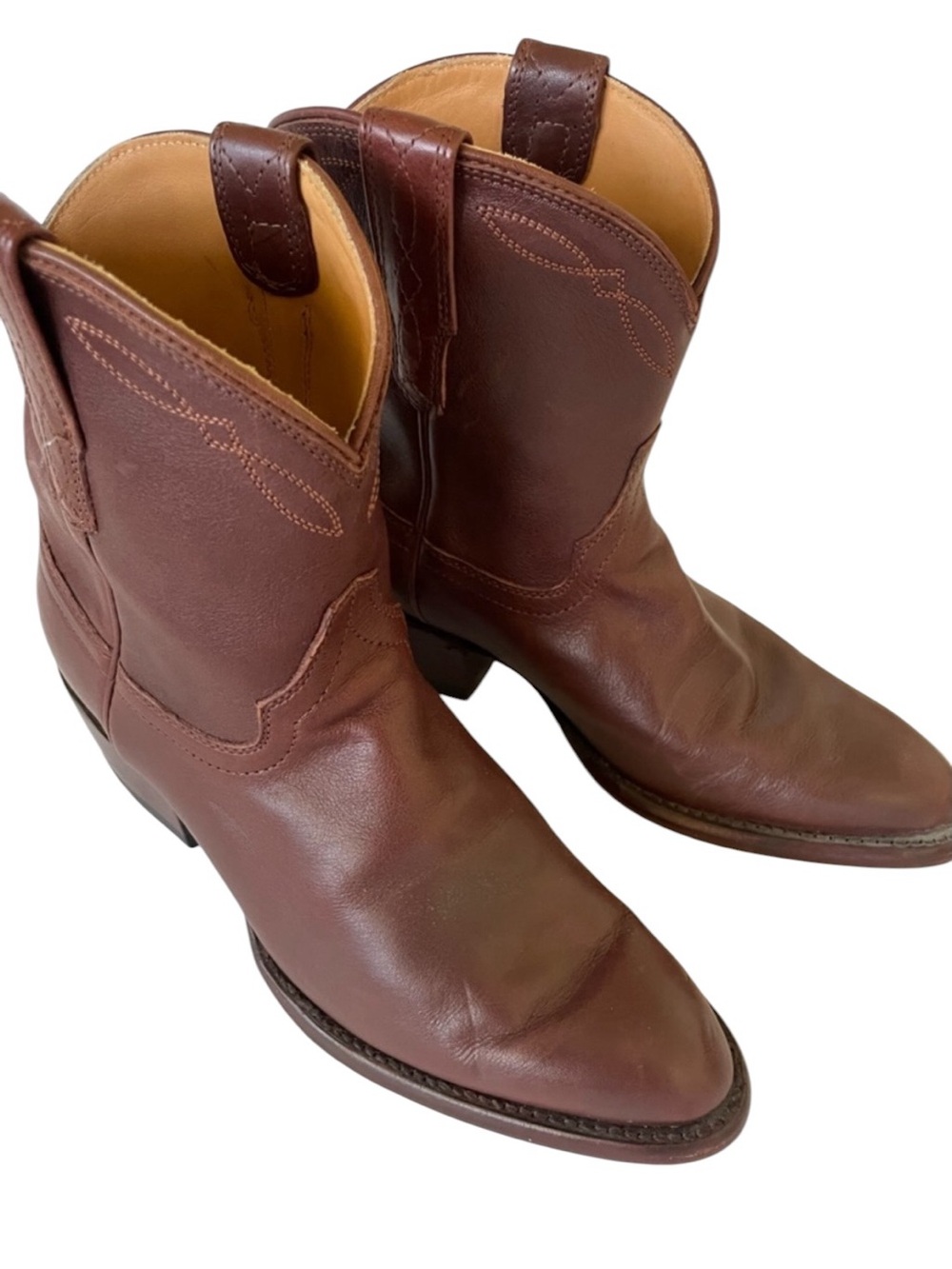 Tecovas Brown Leather Western Ankle Boots-Penny Boot - Picture 8 of 9